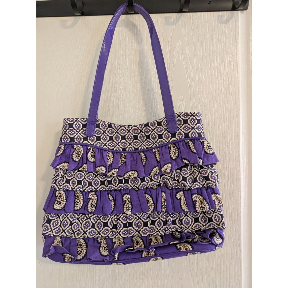 Vera Bradley Simply Violet Cha Cha Purple Paisley Ruffle Shoulder Bag Purse